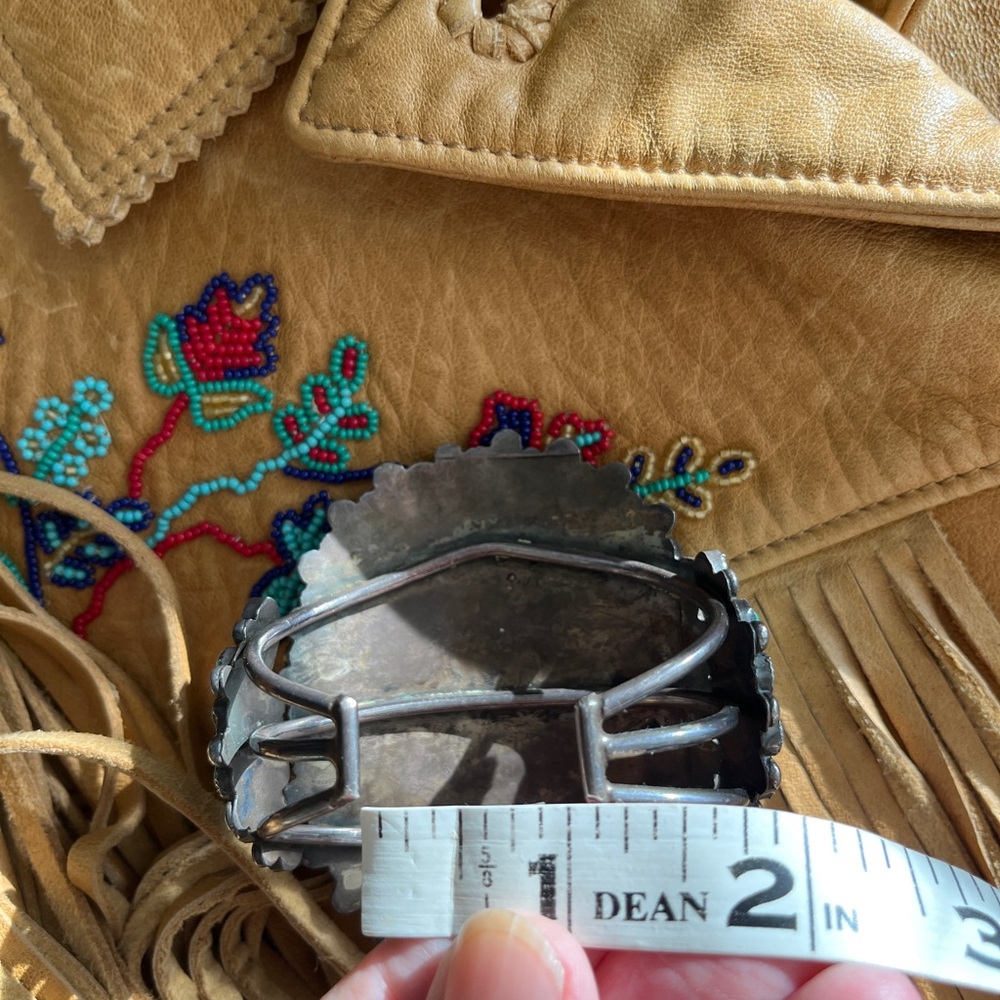 Rare Turquoise Oval Cuff Bracelet -  73 Blue Green Stones - Picture 15 of 17